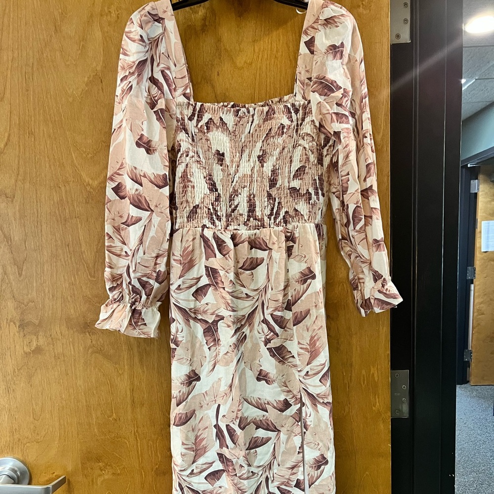House of Harlow 1960 Palm Leaf Linen MIDI Dress size M NWT